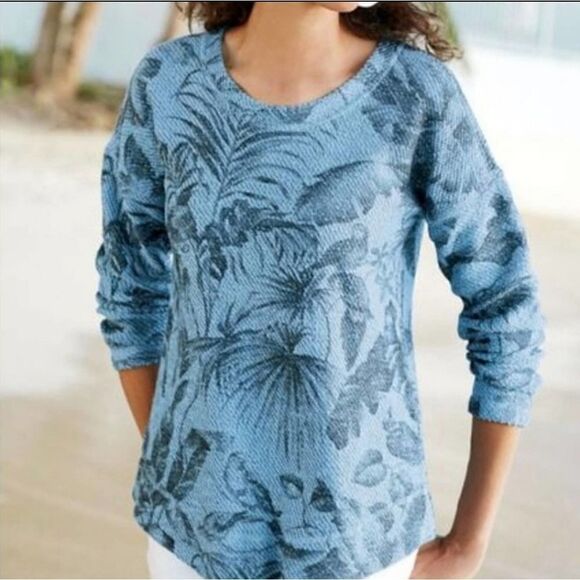 Soft Surroundings  Mariwai Pullover Blue Size Medium - Picture 1 of 6